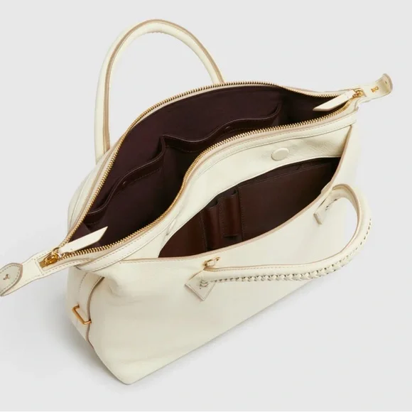 Meltier Cream Leather Satchel with Braided Top Handles - Picture 4 of 16